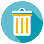 An icon showing waste disposal represented as a waste bin
