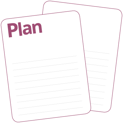 infographic of two pages of a pad with a plan heading