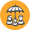 group of people under an umbrella infographic