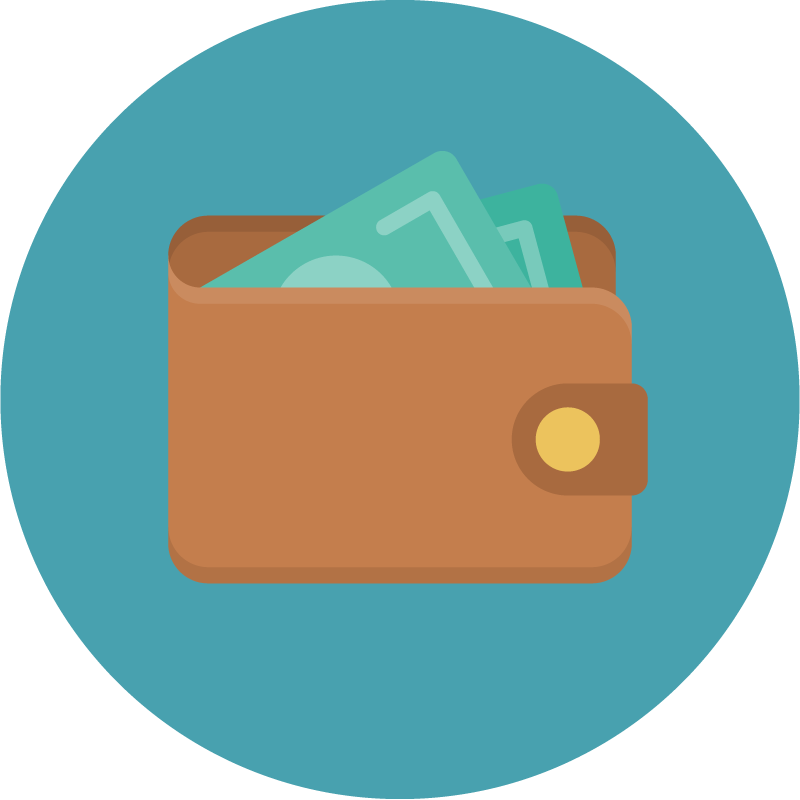 a wallet with money icon