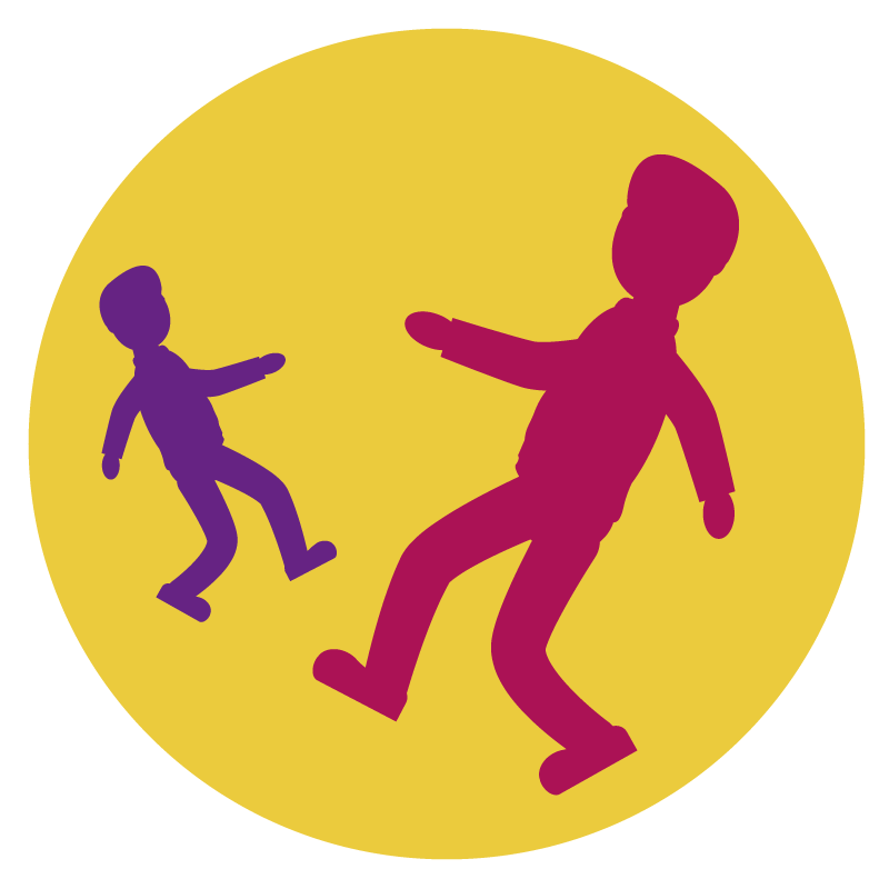 icon with two figures dancing or jumping