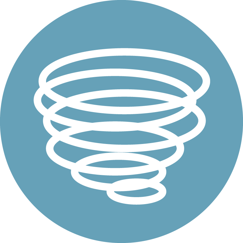 An icon showing trauma represented as a tornado