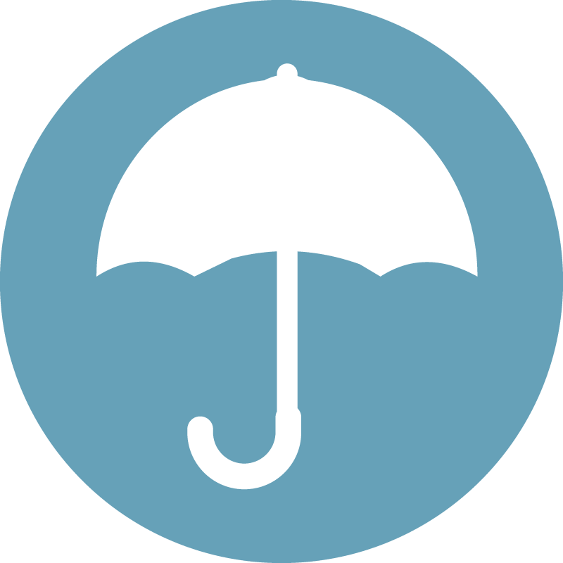An icon showing trauma represented as an umbrella