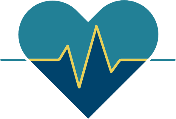 an icon of a heart with a cardiogram line representing physiological impacts