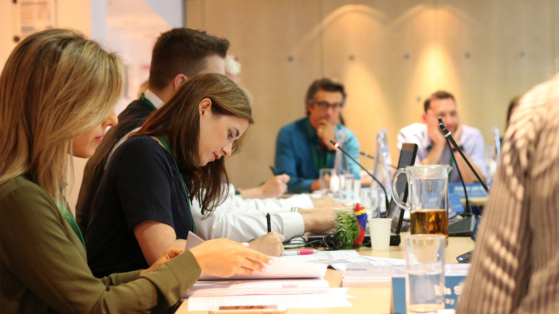 Group of people in discussion around a conference table