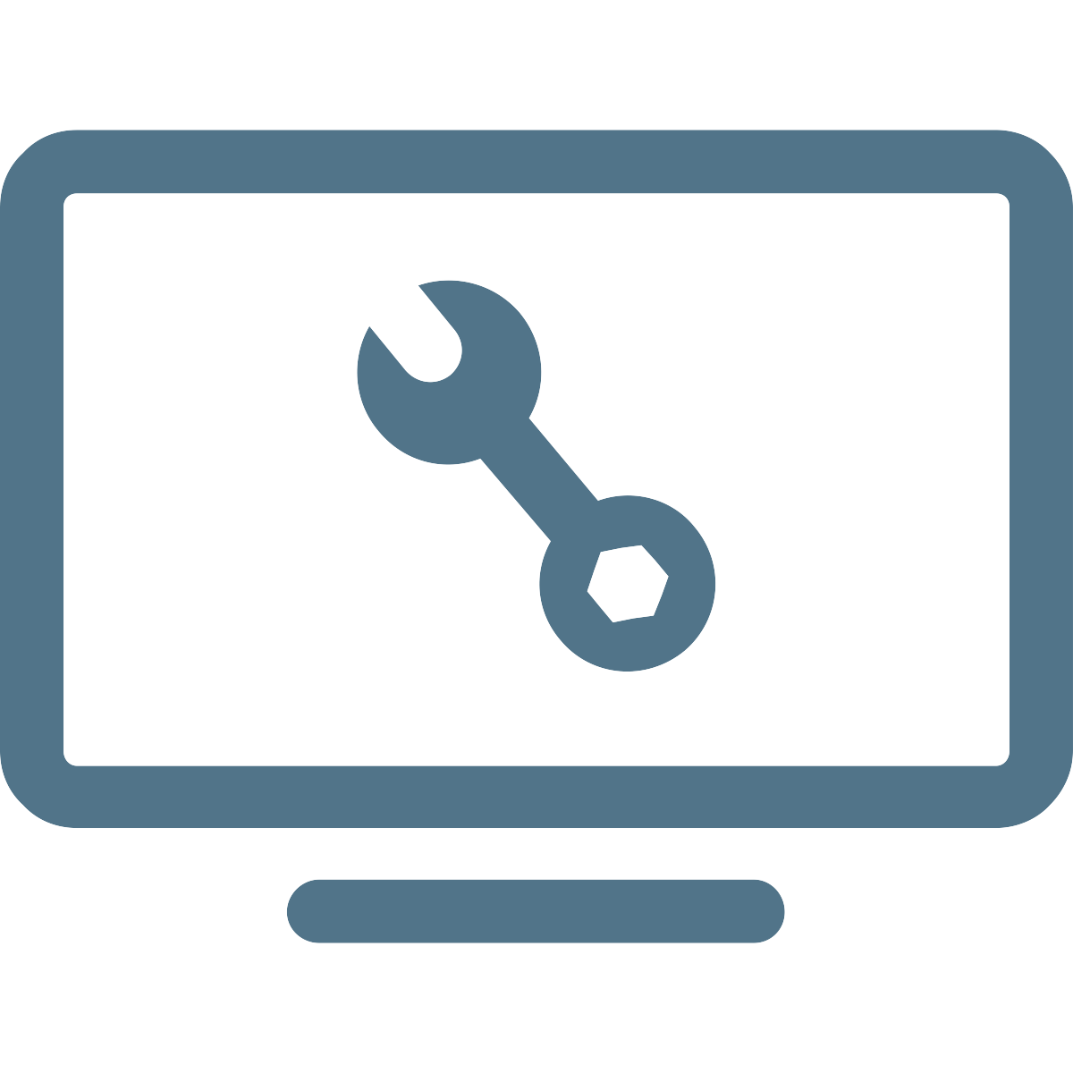 Icon of a spanner inside a monitor