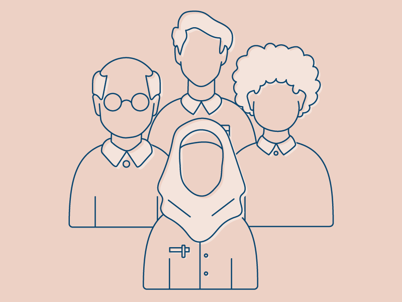 an icon showing four figures of differing ages and ethnicity