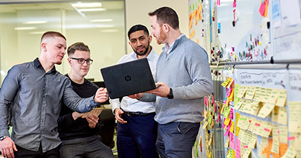 Team discussing ideas during a meeting